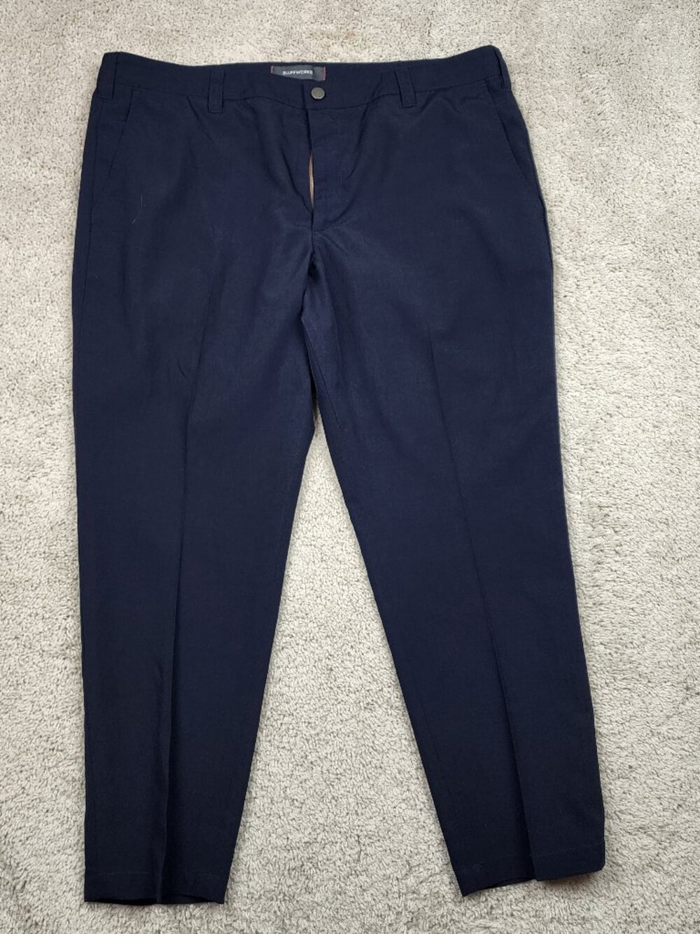 BLUFFWORKS Mens Sz 40x30 Navy Original Regular Fit Tech Chino Pants USA Blue